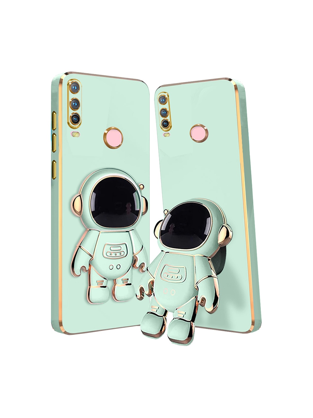 

Karwan Vivo Y15 Phone Back Case With Astronaut Holster Stand, Green