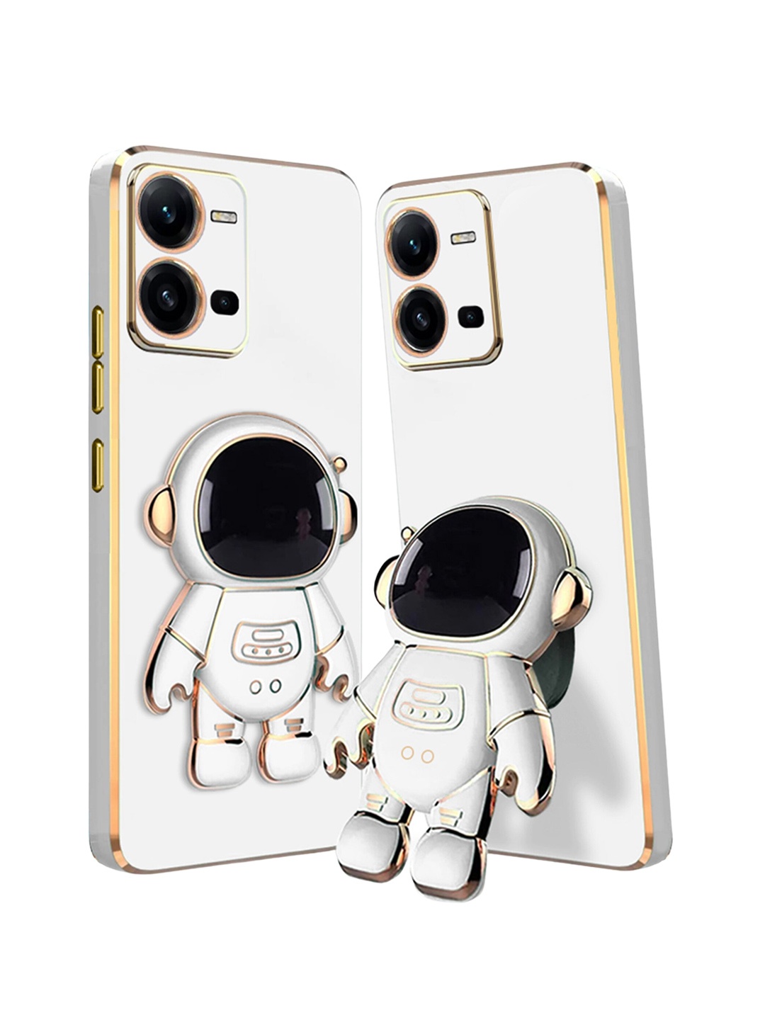 

Karwan Vivo Y35 Compatible Back Cover With Astronaut Holster Stand, White