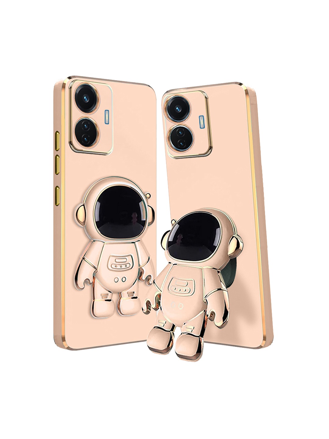 

Karwan Vivo T144W Phone Back Case With Astronaut Holster Stand, Pink