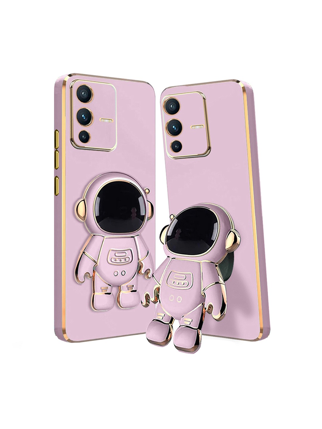 

Karwan Vivo V23 Compatible Back Cover With Astronaut Holster Stand, Purple