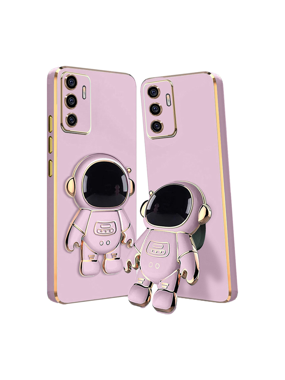 

Karwan Vivo Y75 Phone Back Case With Astronaut Holster Stand, Purple