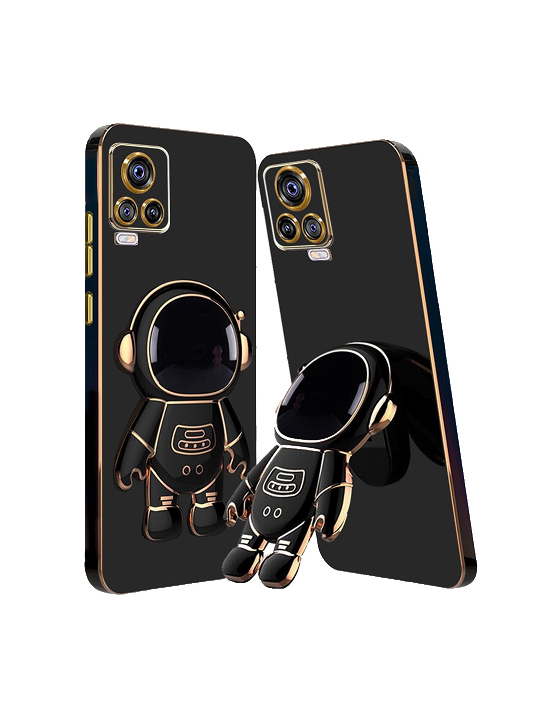 

Karwan Vivo Y73 Phone Back Case With Astronaut Holster Stand, Black