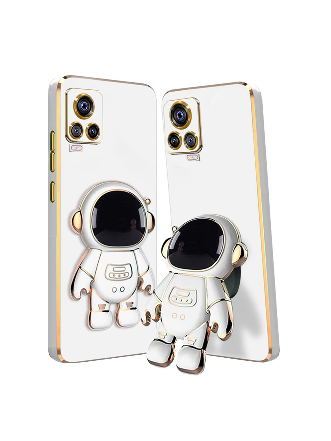 

Karwan Vivo V20 Phone Back Case With Astronaut Holster Stand, White