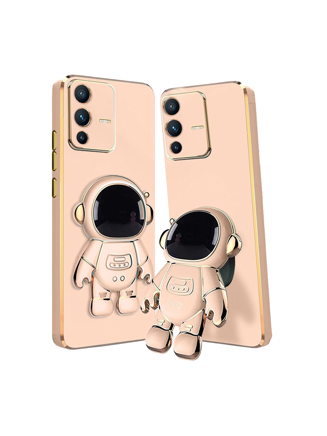

Karwan Vivo V23 Pro Phone Back Case With Astronaut Holster Stand, Pink