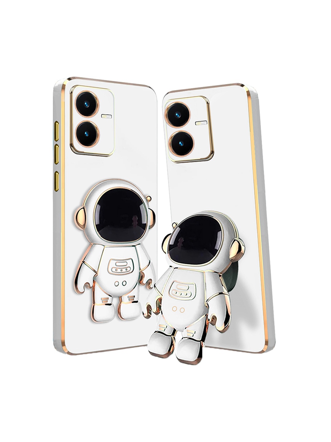 

Karwan Vivo Y22 Phone Back Case With Astronaut Holster Stand, White