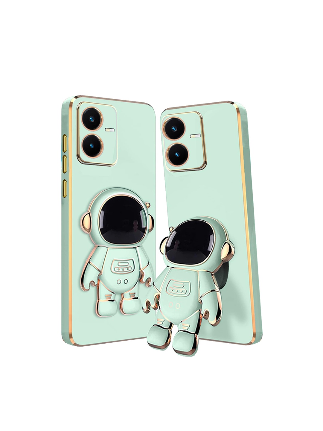 

Karwan Vivo Y22 Compatible Back Cover With Astronaut Holster Stand, Green