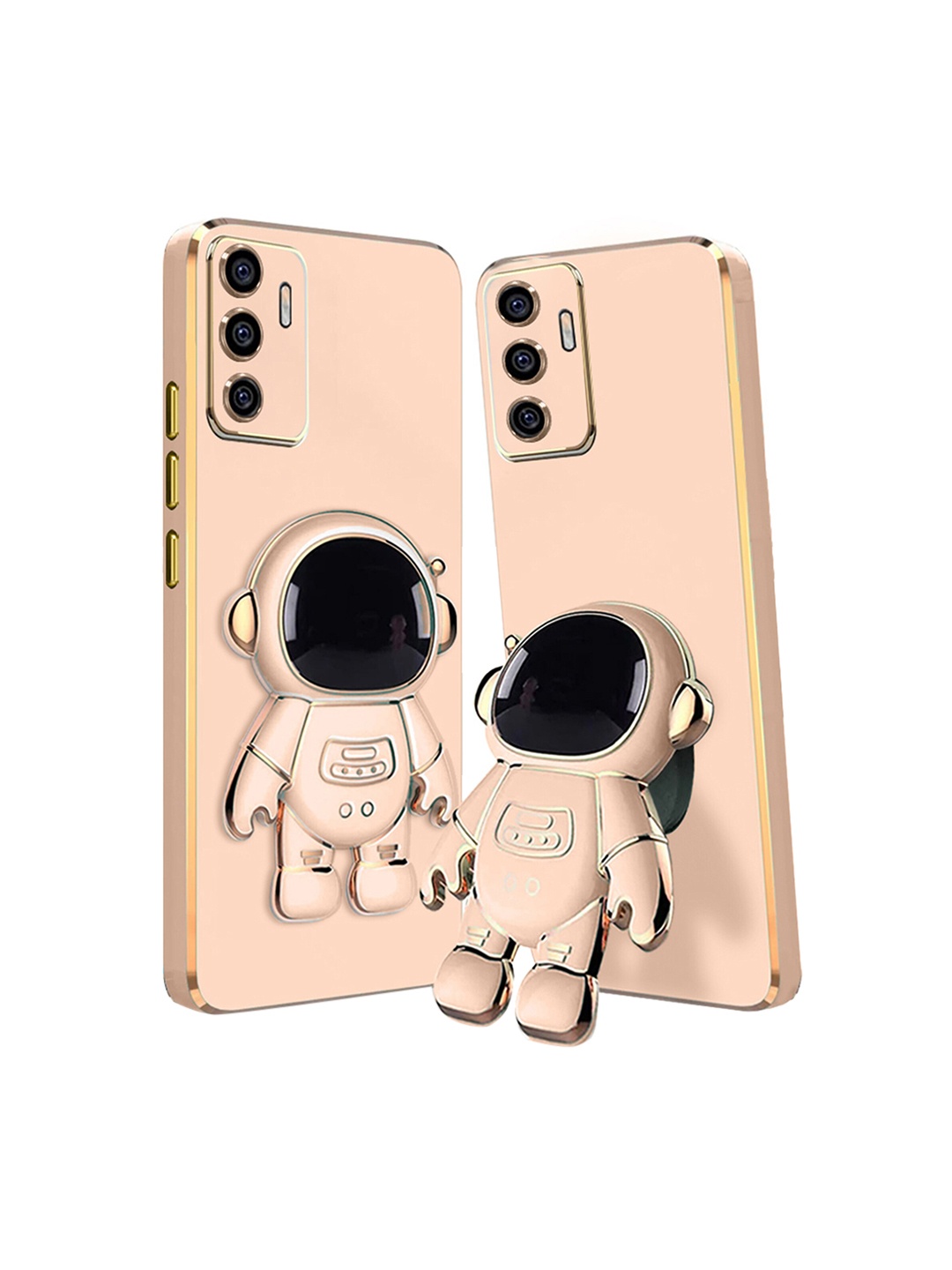 

Karwan Vivo Y75 Phone Back Case With Astronaut Holster Stand, Pink