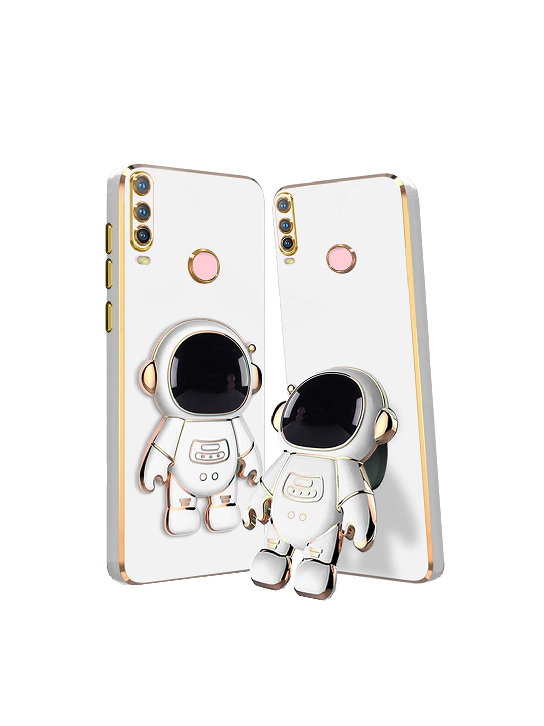

Karwan Vivo Y15 Phone Back Case With Astronaut Holster Stand, White
