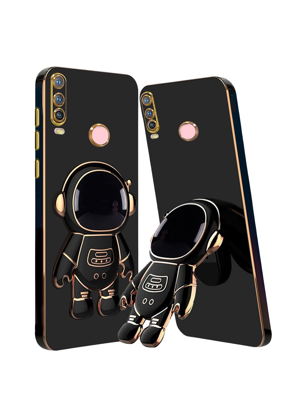 

Karwan Vivo Y15 Phone Back Case With Astronaut Holster Stand, Black