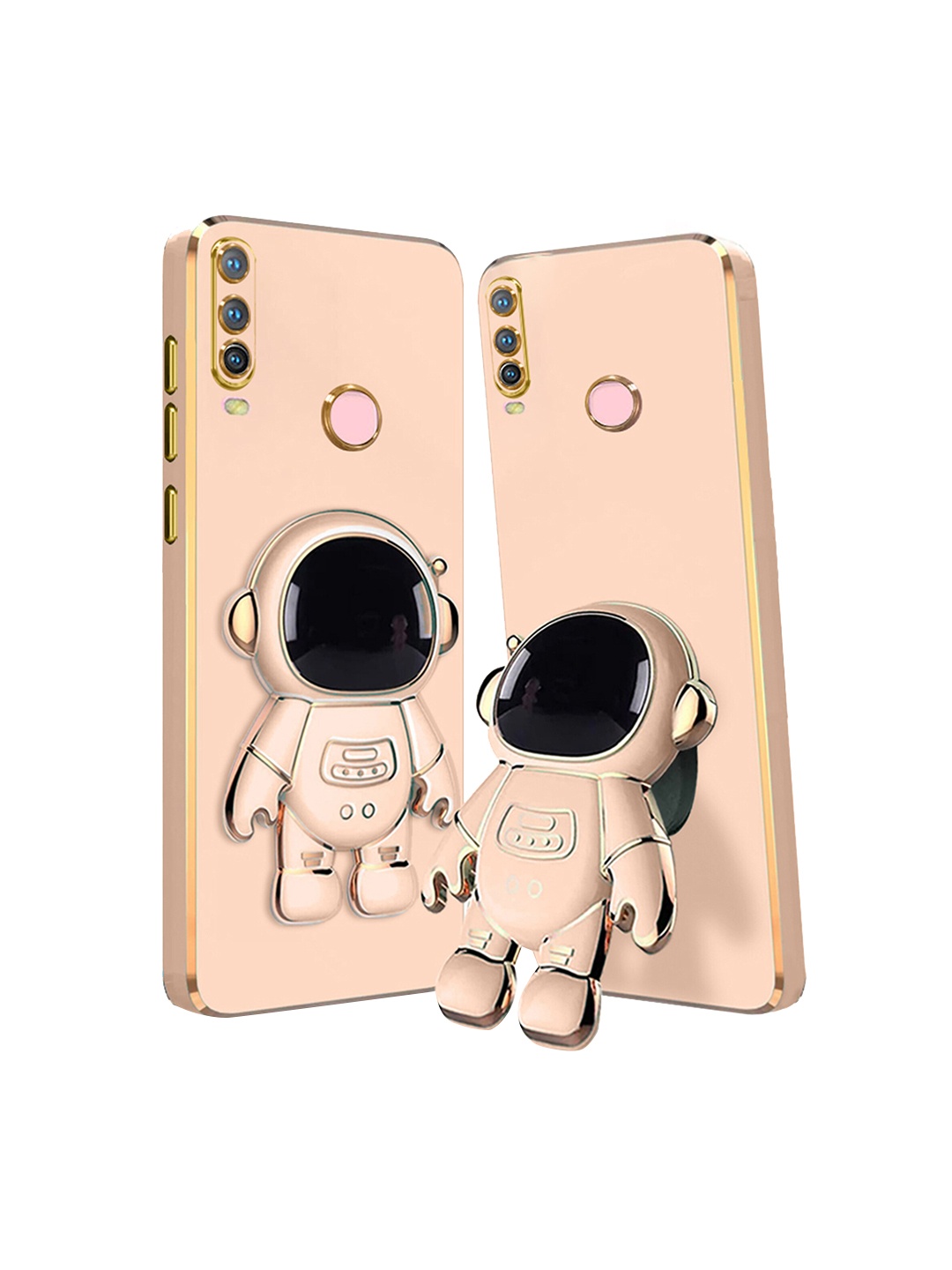 

Karwan Vivo Y15 Phone Back Case With Astronaut Holster Stand, Pink