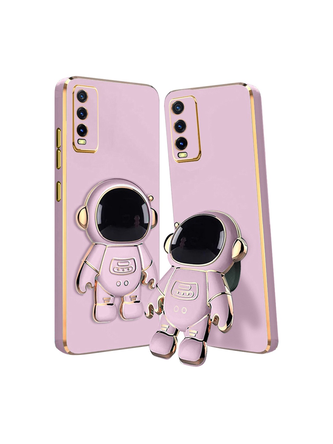 

Karwan Vivo Y20 Phone Back Case With Astronaut Holster Stand, Purple