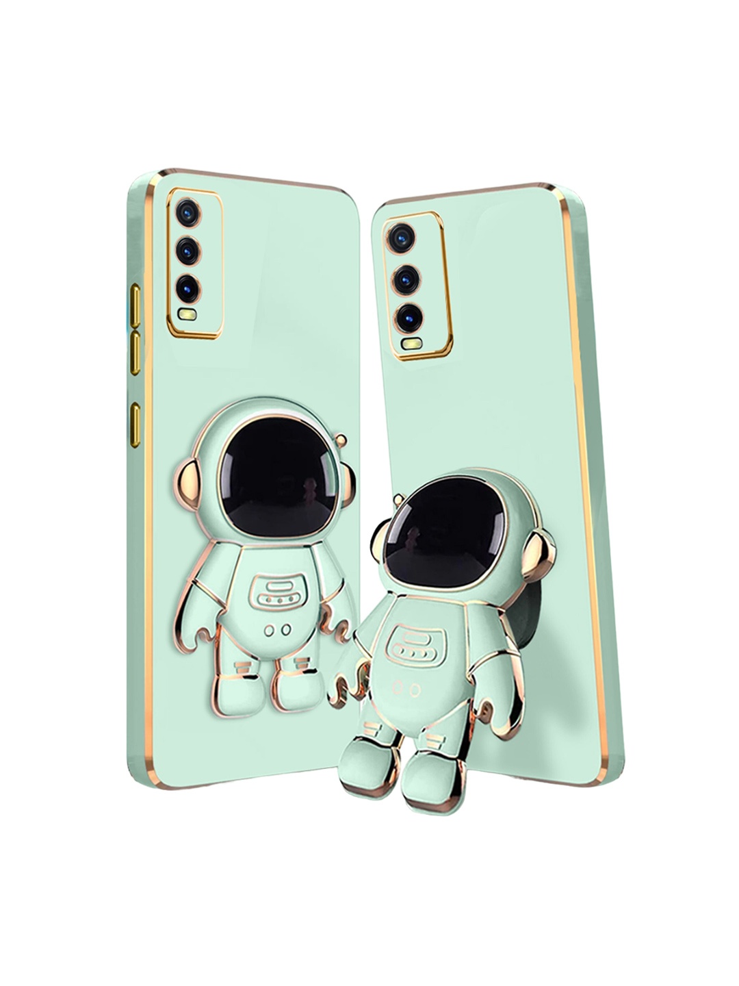 

Karwan Vivo Y20 Phone Back Case With Astronaut Holster Stand, Green