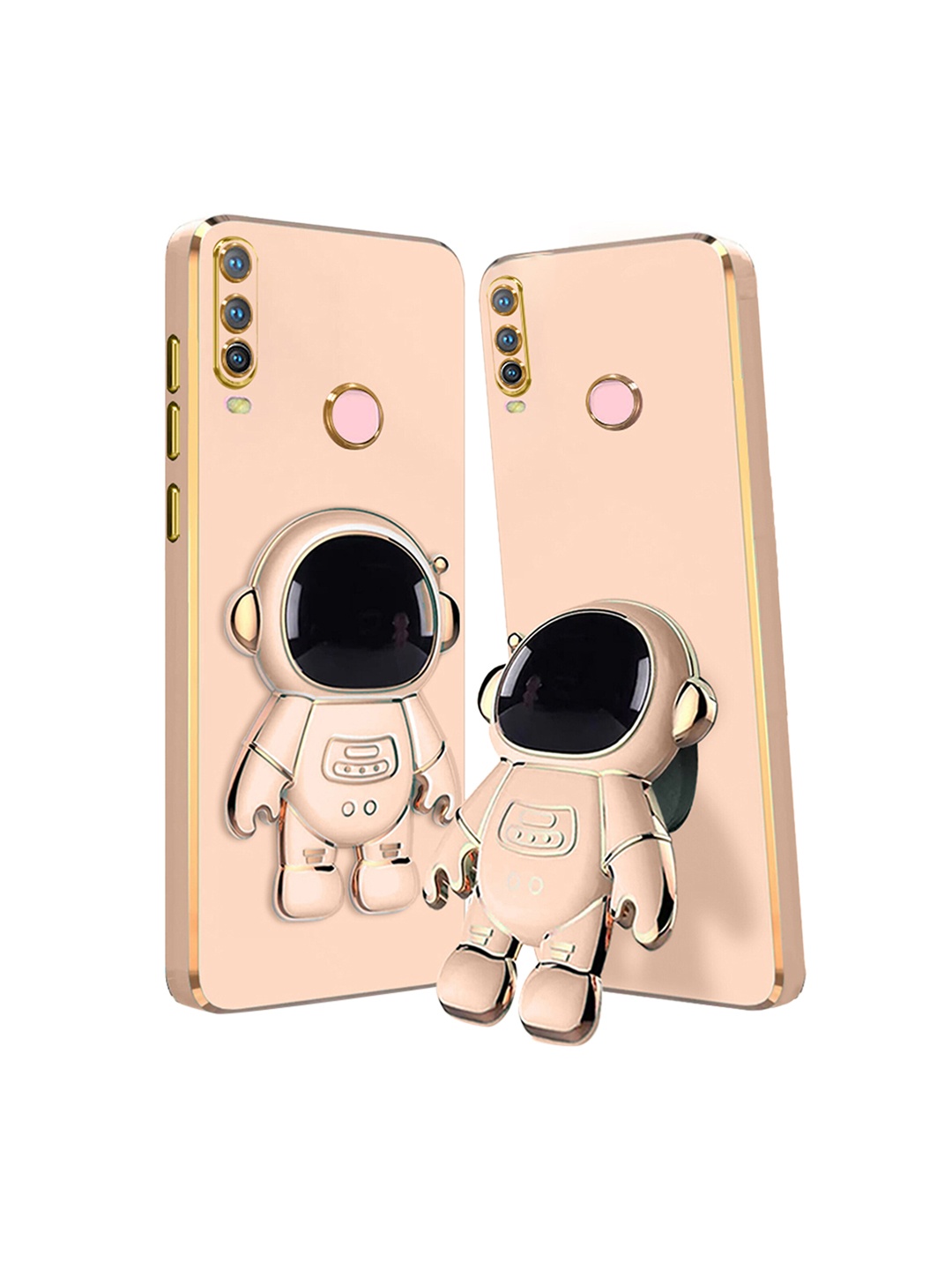 

Karwan Vivo Y17 Phone Back Case With Astronaut Holster Stand, Pink