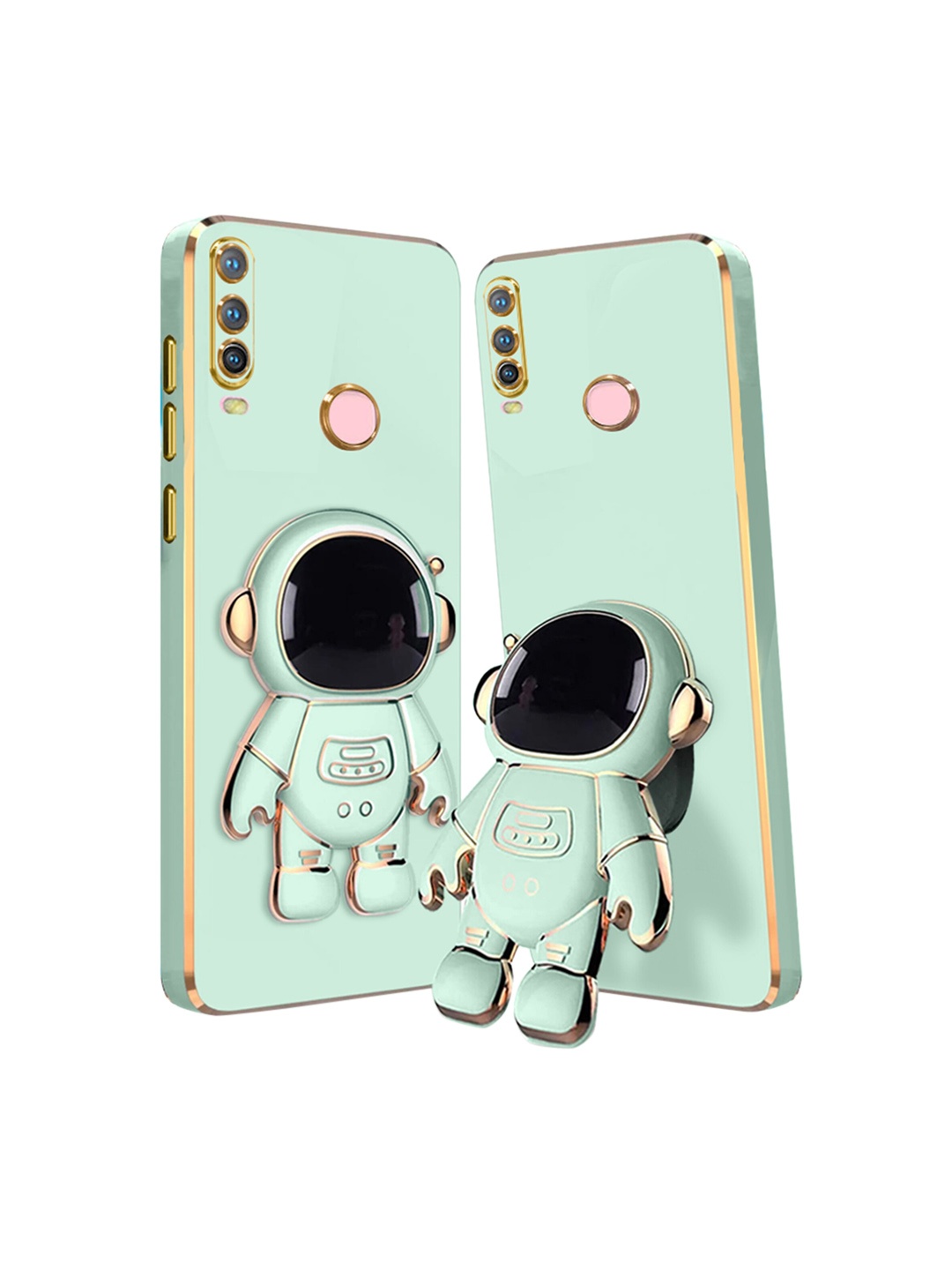 

Karwan Vivo Y17 Mobile Back Case With Astronaut Holster Stand-Mint, Green