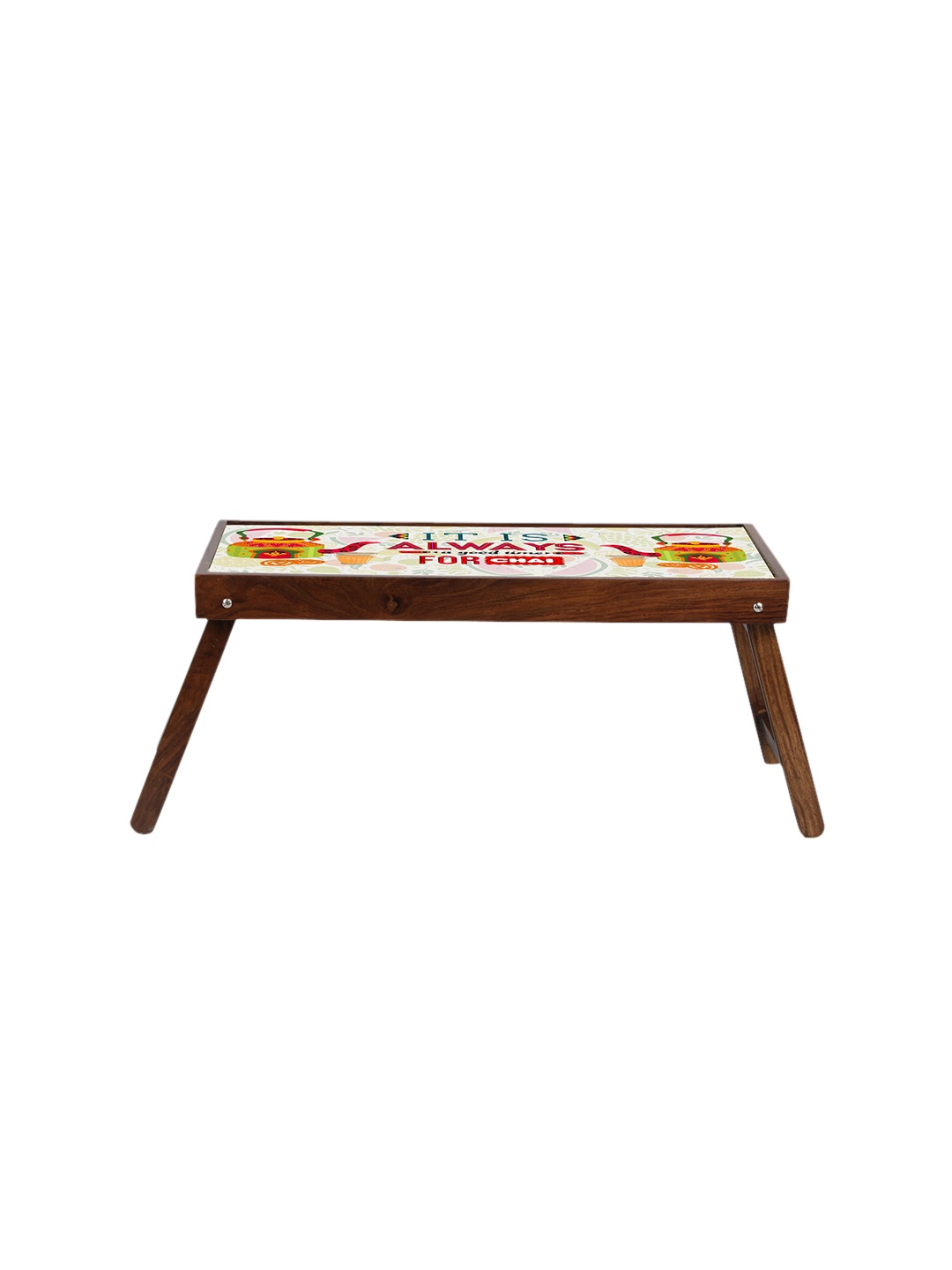 

GLOBALLY INDIAN Olive Green & Brown Masala Digital Printed Multipurpose Wooden Laptop Table