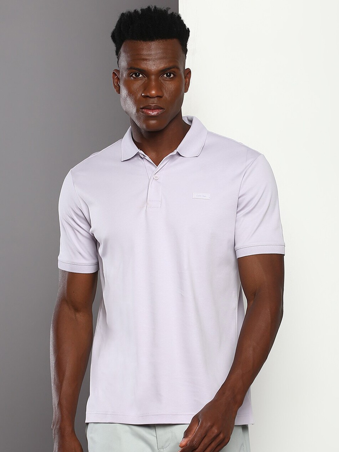 

Calvin Klein Jeans Polo Collar Short Sleeves Pure Cotton Slim Fit T-shirt, Purple