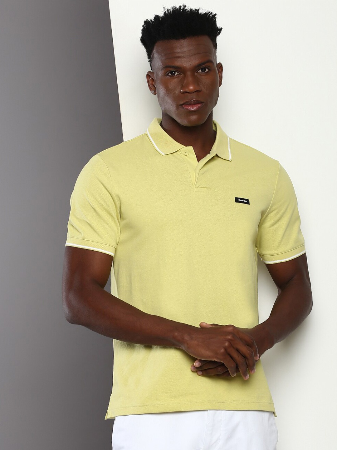 

Calvin Klein Jeans Polo Collar Slim Fit T-Shirt, Yellow