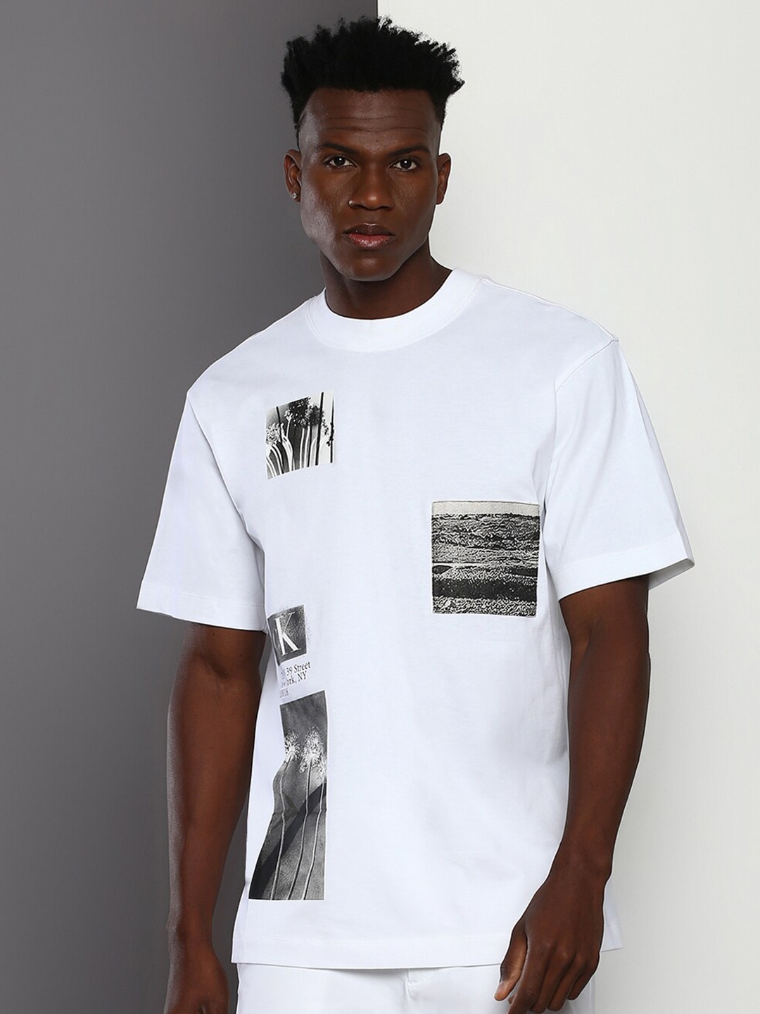 

Calvin Klein Jeans Graphic Printed Relaxed Fit Cotton T-shirt, White