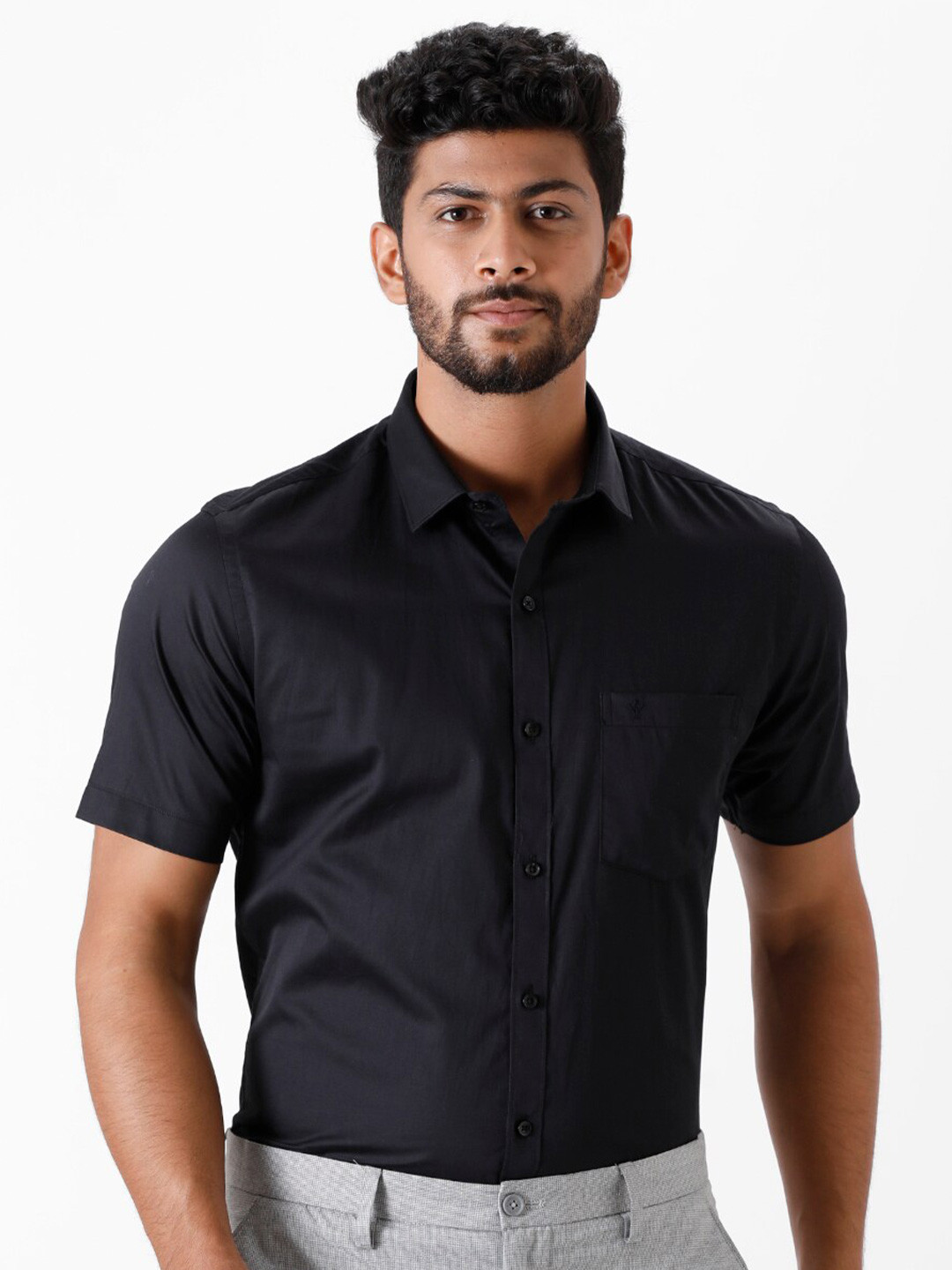 

Ramraj Spread Collar Formal Shirt, Black