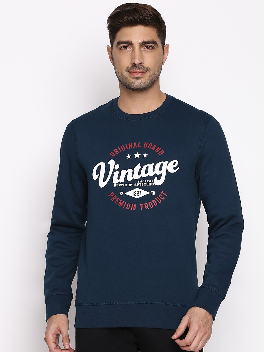 

Van Heusen Printed Crew Neck Long Sleeve Sweatshirt, Navy blue