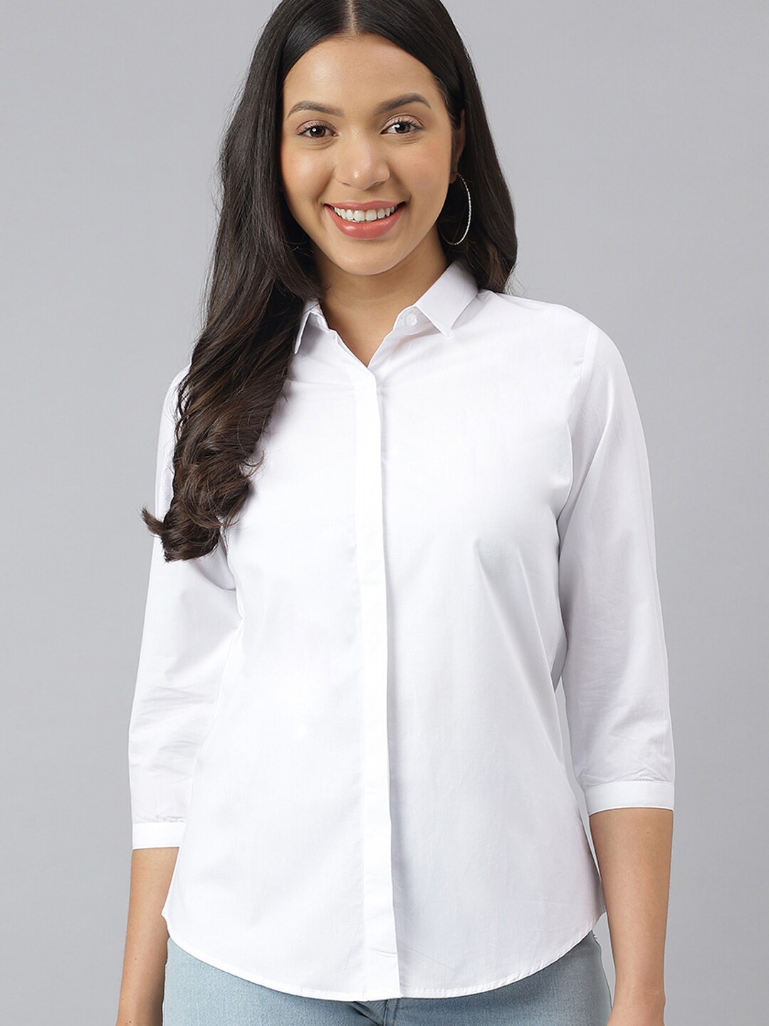 

Hancock Spread Collar Pure Cotton Slim Fit Casual Shirt, White