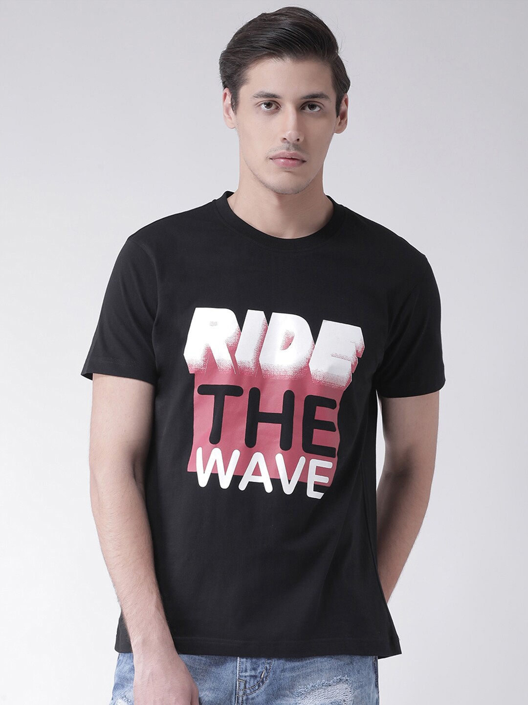 

Club York Typography Printed Round Neck Cotton T-shirt, Black