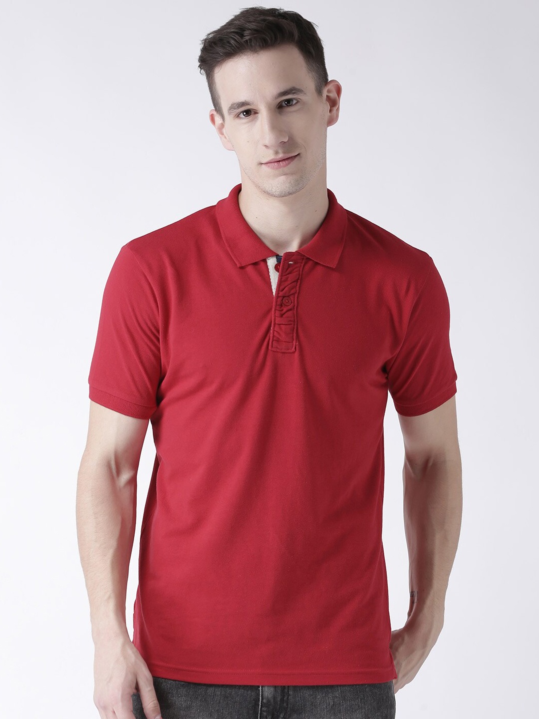 

Club York Polo Collar Short Sleeves Cotton T-shirt, Red