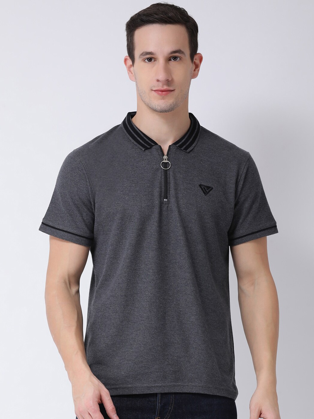 

Club York Polo Collar Short Sleeves Cotton T-shirt, Grey