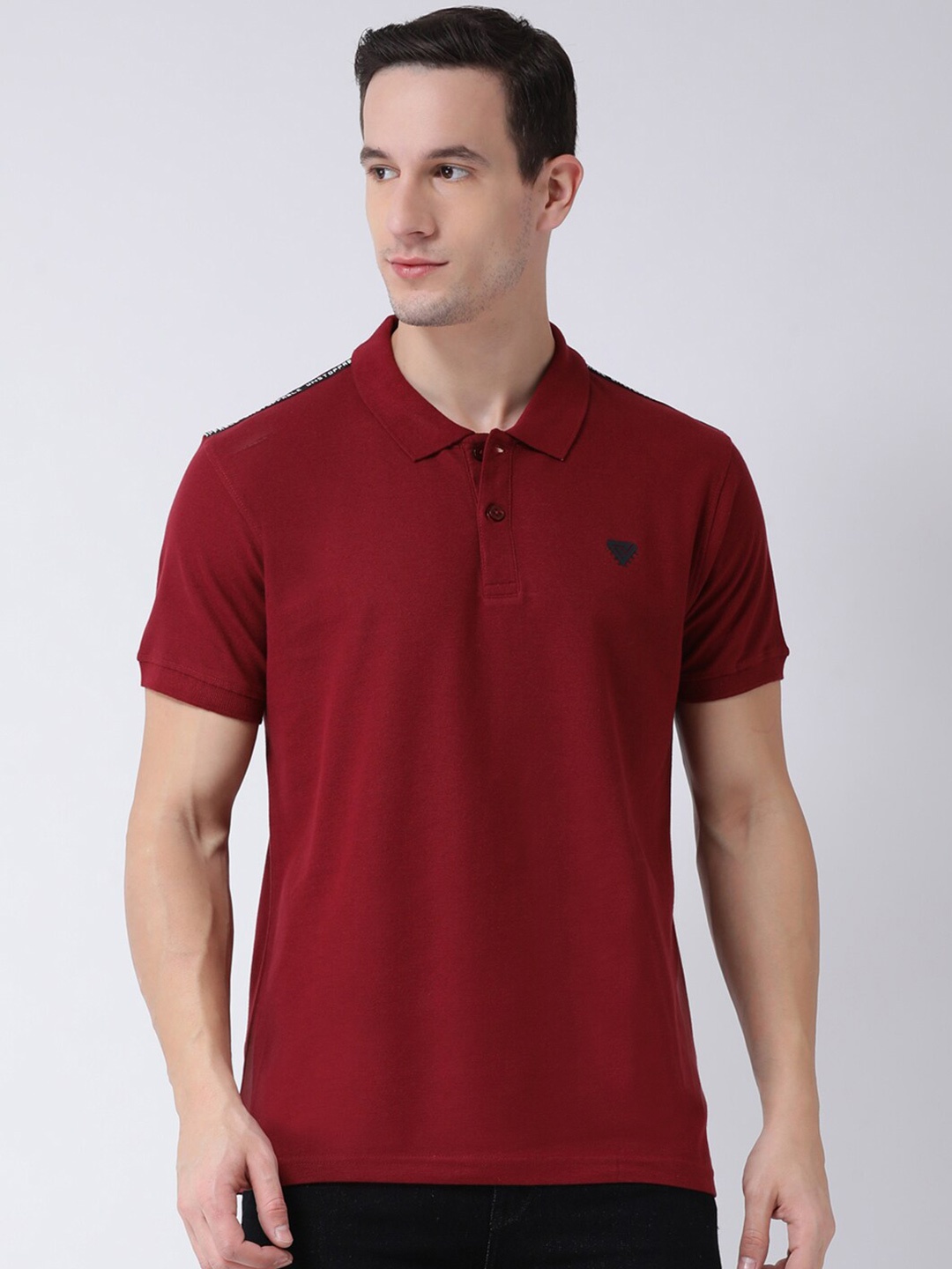 

Club York Polo Collar Knitted Cotton T-Shirt, Maroon