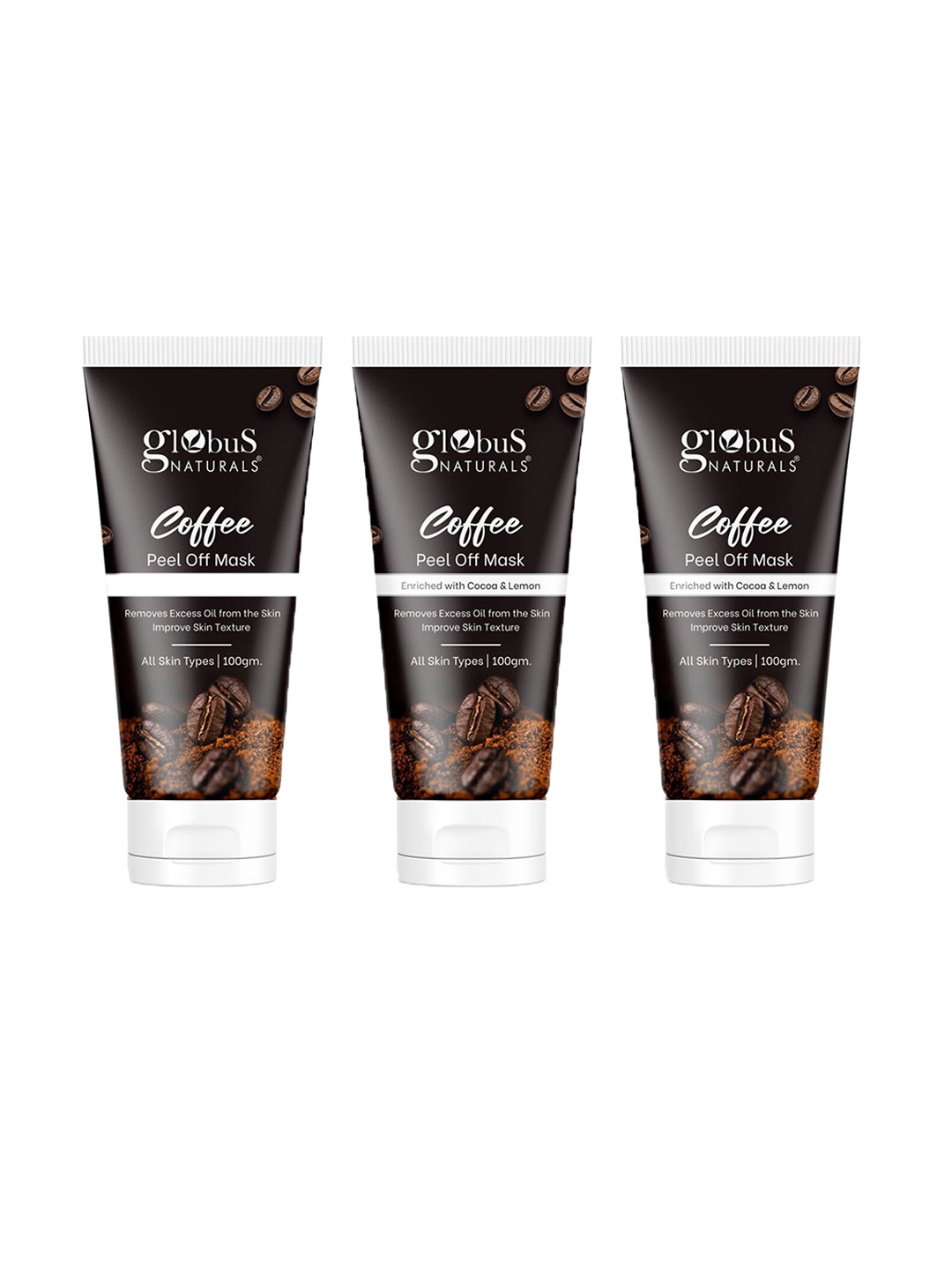 

Globus naturals Set Of 3 Coffee Peel Off Mask For Skin Brightening 100 g Each, Brown