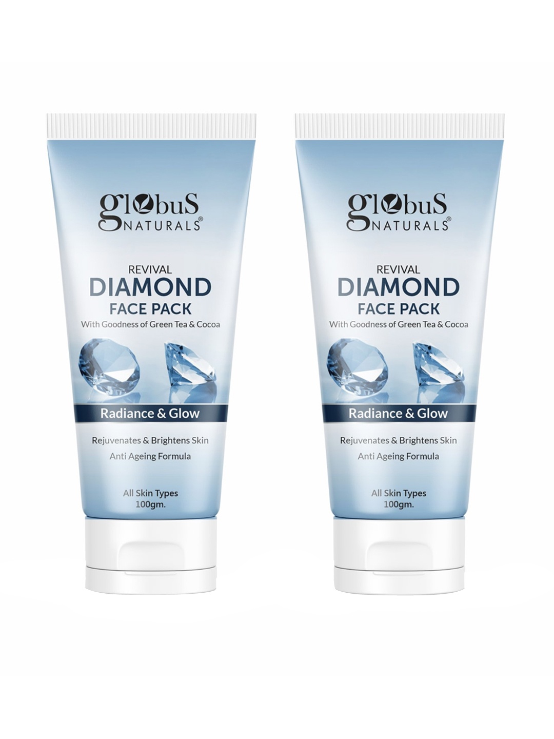 

Globus naturals Revival Set Of 2 Diamond Face Pack 100 g Each, Blue