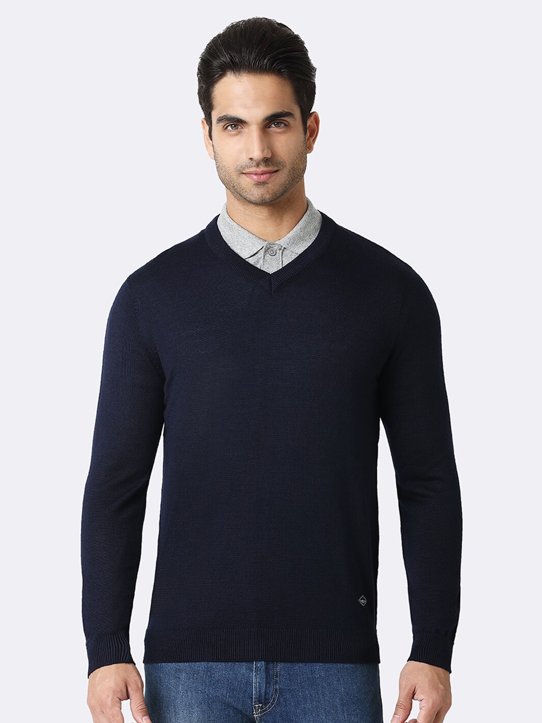 

Van Heusen Athleisure Men V-Neck Long Sleeve Sweater, Navy blue