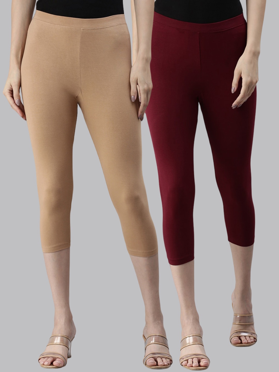 

Kryptic Pack Of 2 Mid Rise Capris, Beige