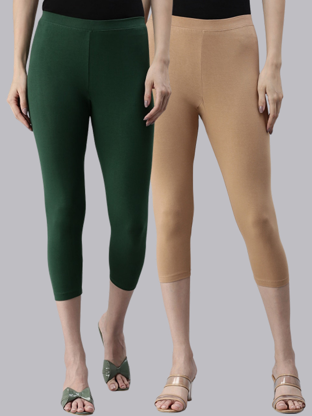 

Kryptic Pack Of 2 Mid Rise Capris, Beige