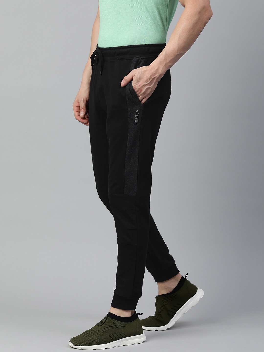 

ARDEUR Men Brand Logo Regular Fit Joggers, Black