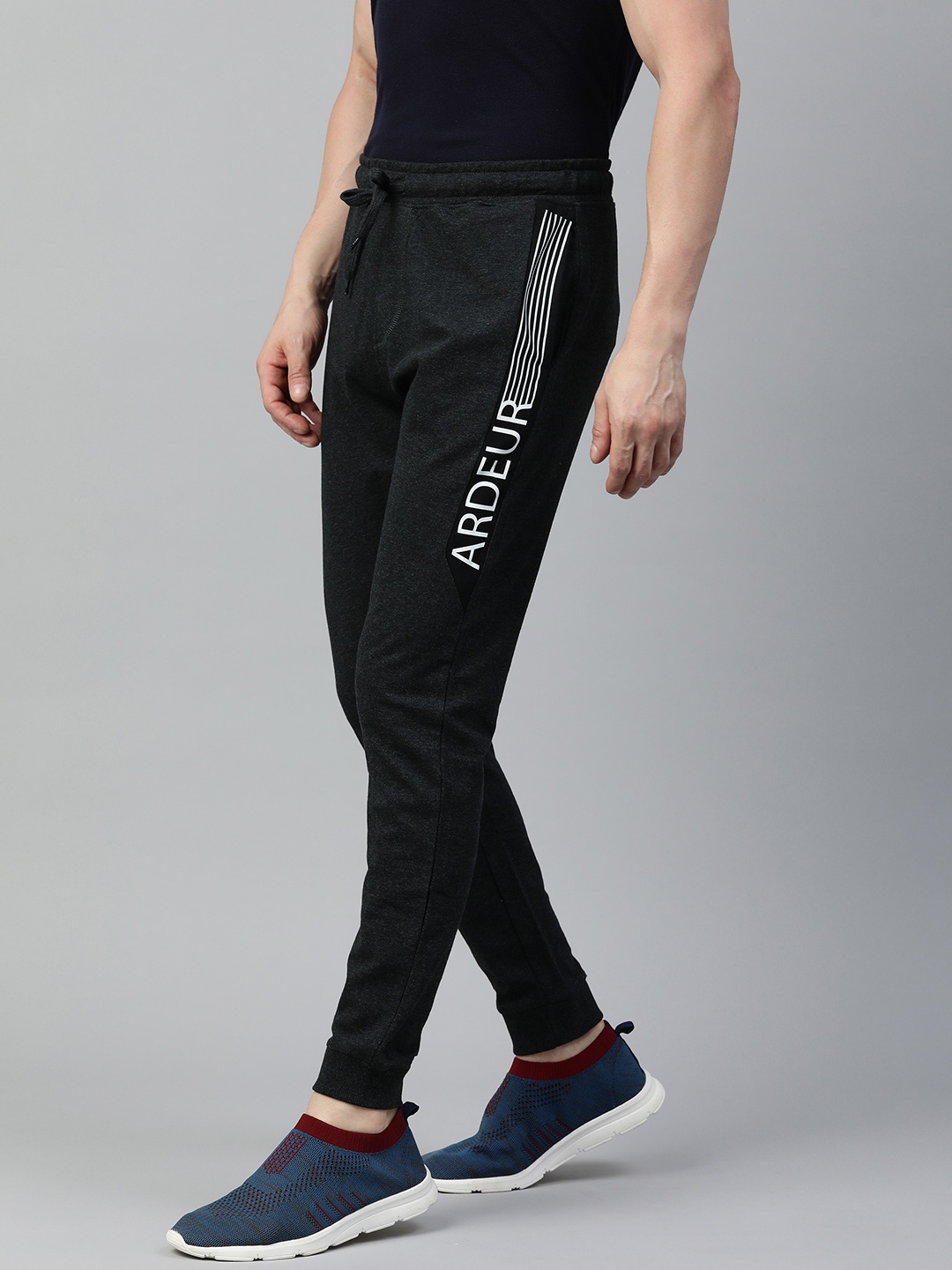 

ARDEUR Men Brand Logo Regular Fit Joggers, Charcoal