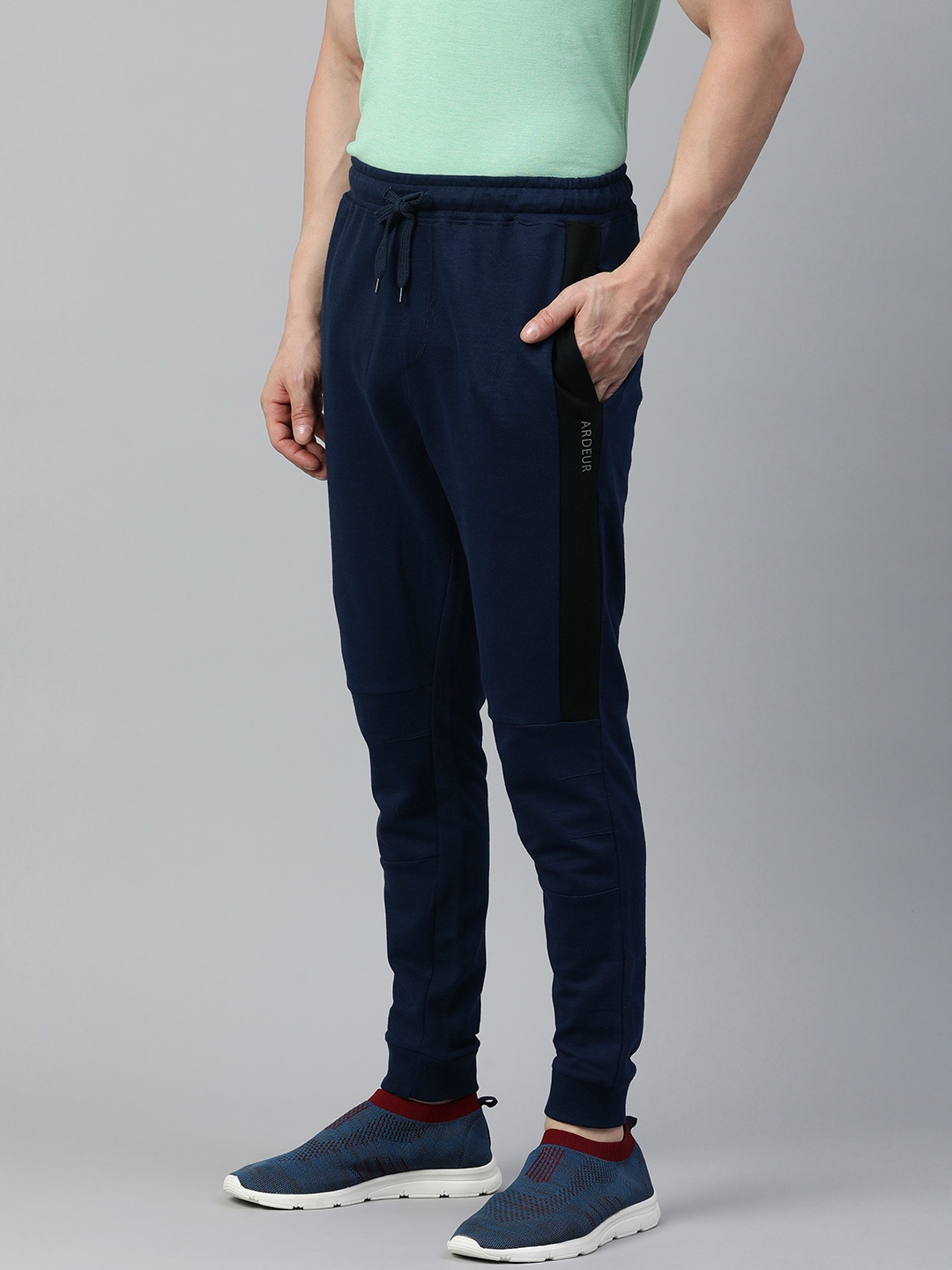

ARDEUR Men Brand Logo Regular Fit Joggers, Navy blue