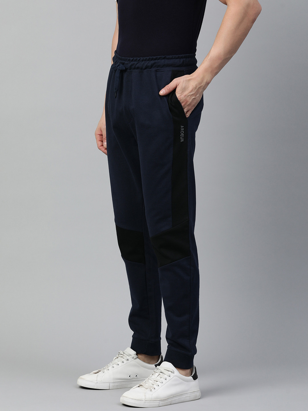 

ARDEUR Men Brand Logo Regular Fit Joggers, Navy blue
