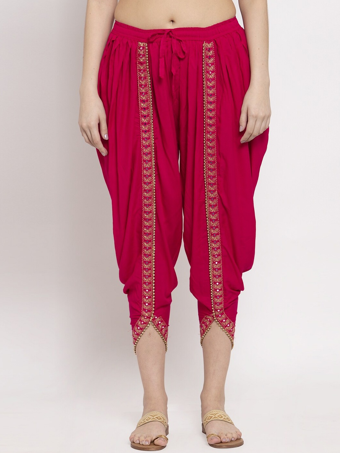 

Miaz Lifestyle Women Dhoti Pant With Embellished Border, Red