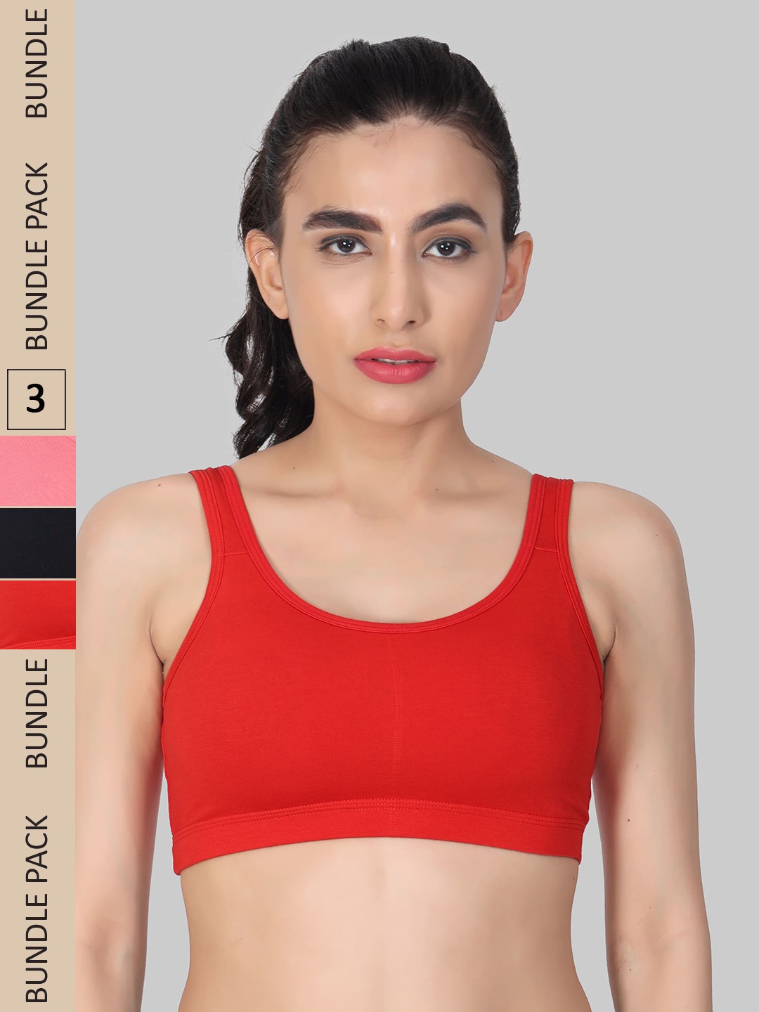 

Innocence Pack Of 3 Lightly Padded All Day Comfort Non-Wired Seamless Bra, Red
