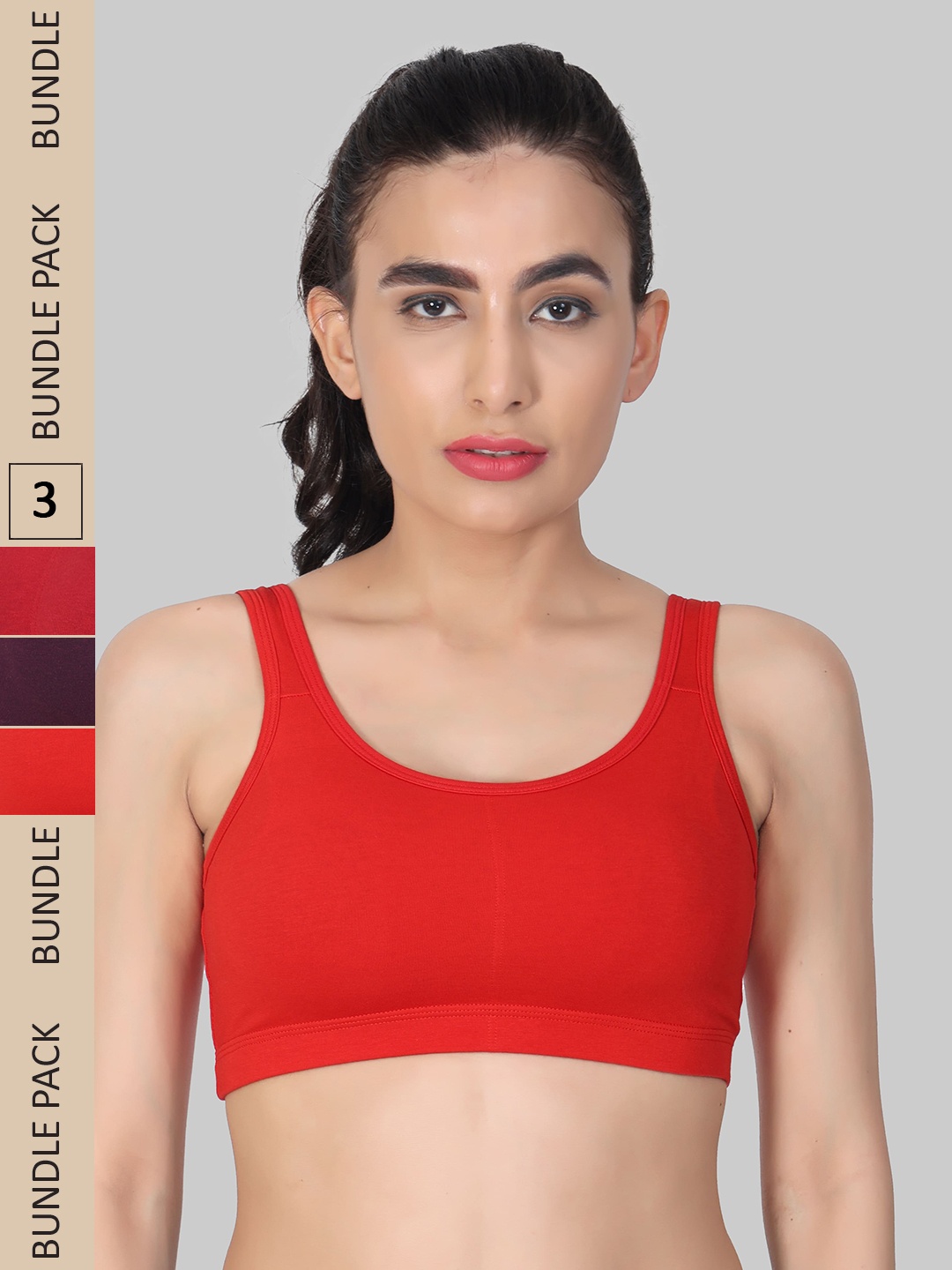 

Innocence Pack Of 3 Non-Wired Full Coverage Lightly Padded Super Support Everyday Bra, Red