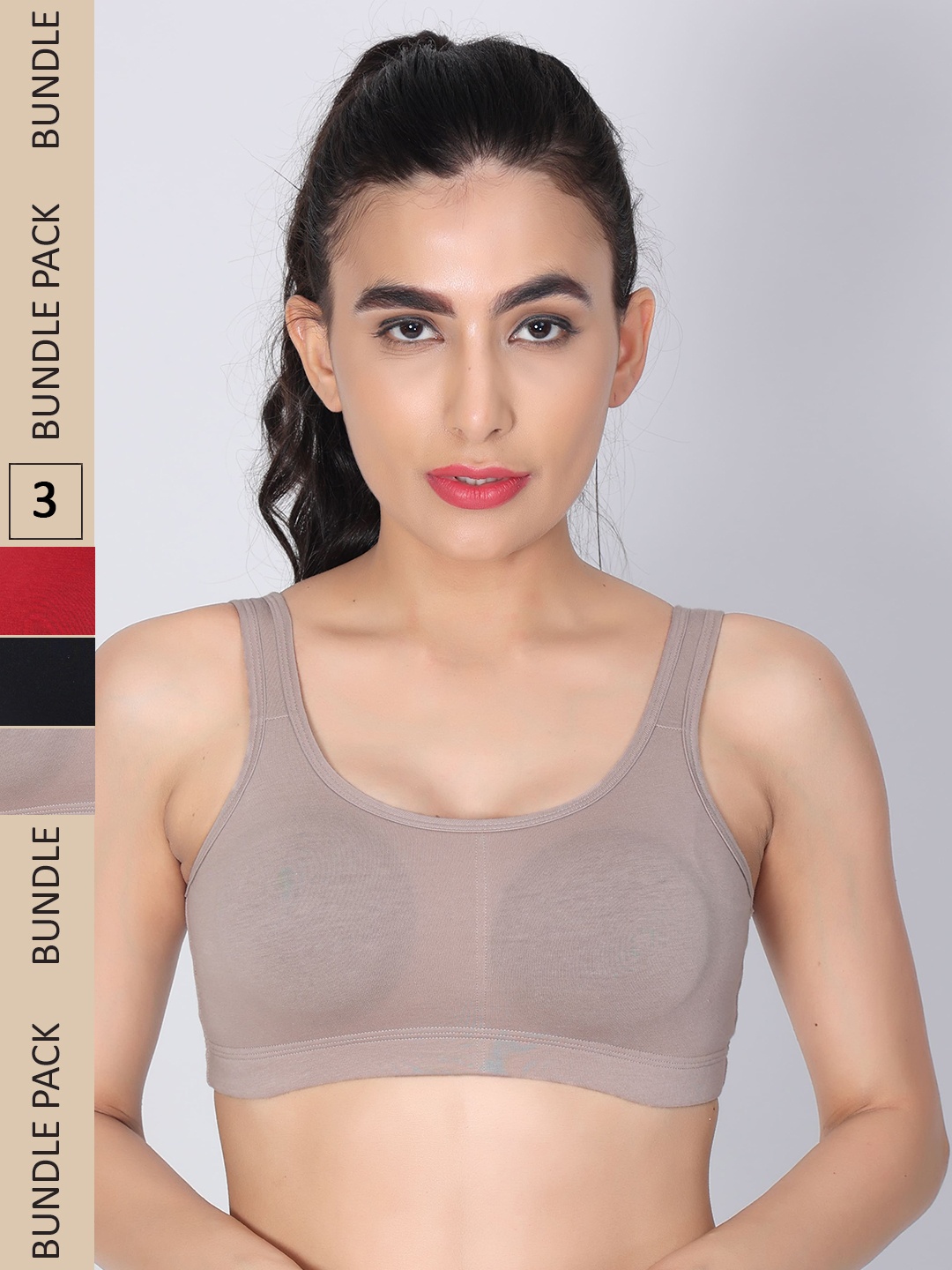 

Innocence Pack Of 3 Non-Wired Full Coverage Lightly Padded Super Support Everyday Bra, Grey