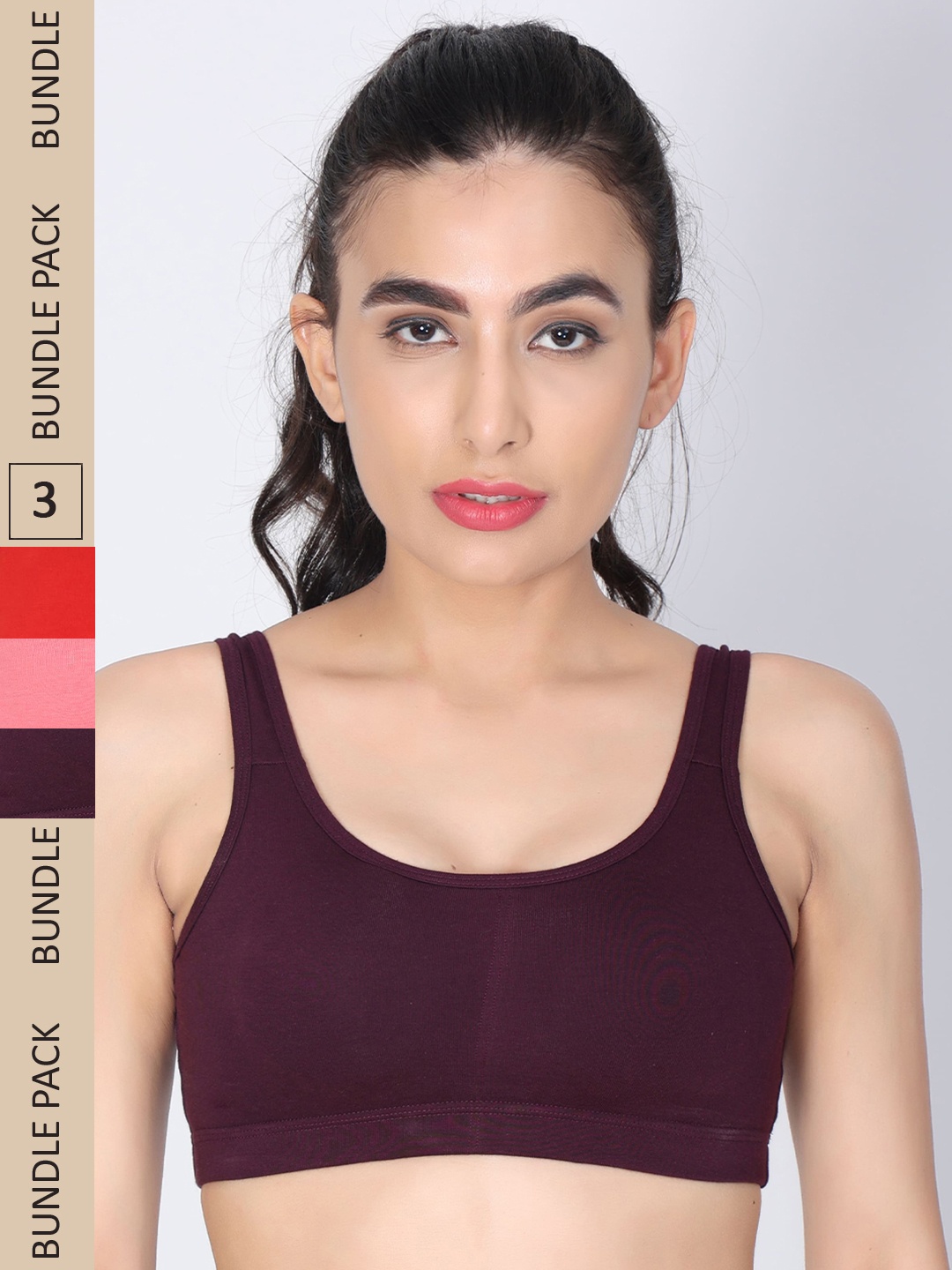 

Innocence Pack Of 3 Lightly Padded All Day Comfort Non-Wired Seamless Bra, Purple