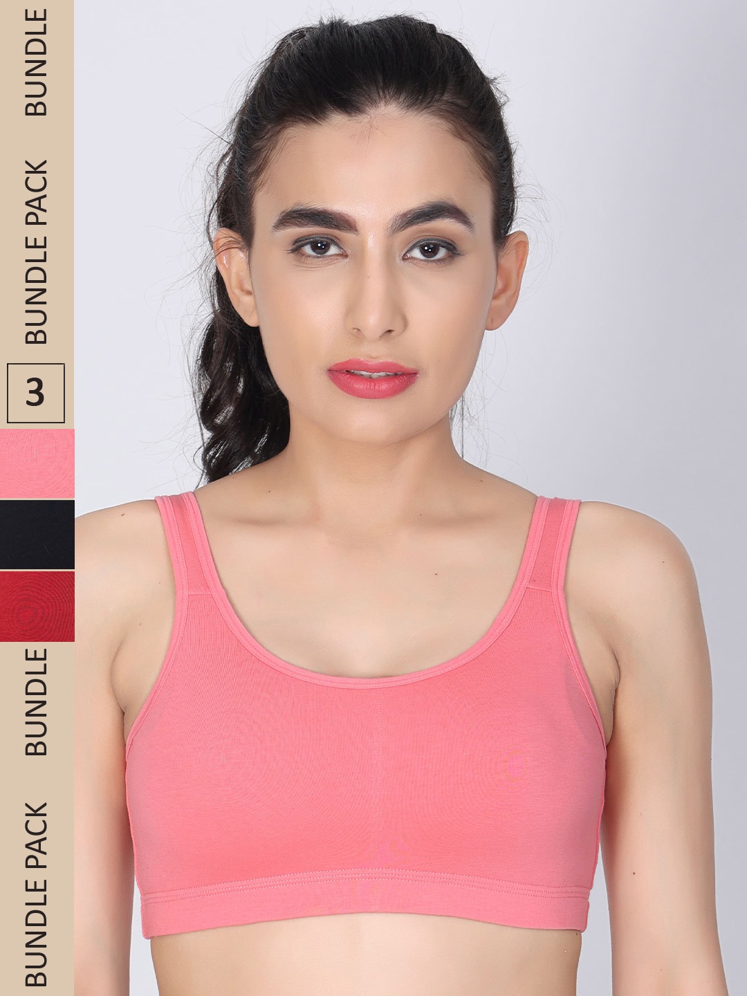 

Innocence Pack Of 3 Lightly Padded All Day Comfort Non-Wired Seamless Bra, Pink