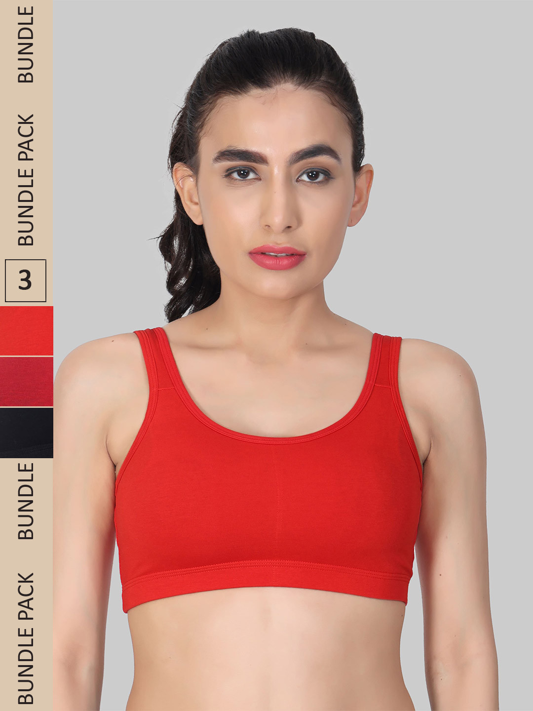 

Innocence Pack Of 3 Non-Wired Full Coverage Lightly Padded Super Support Everyday Bra, Red