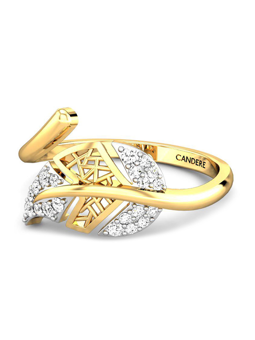 

CANDERE A KALYAN JEWELLERS COMPANY Cubic Zirconia-Studded 14kT Gold Finger Ring-1.93gm