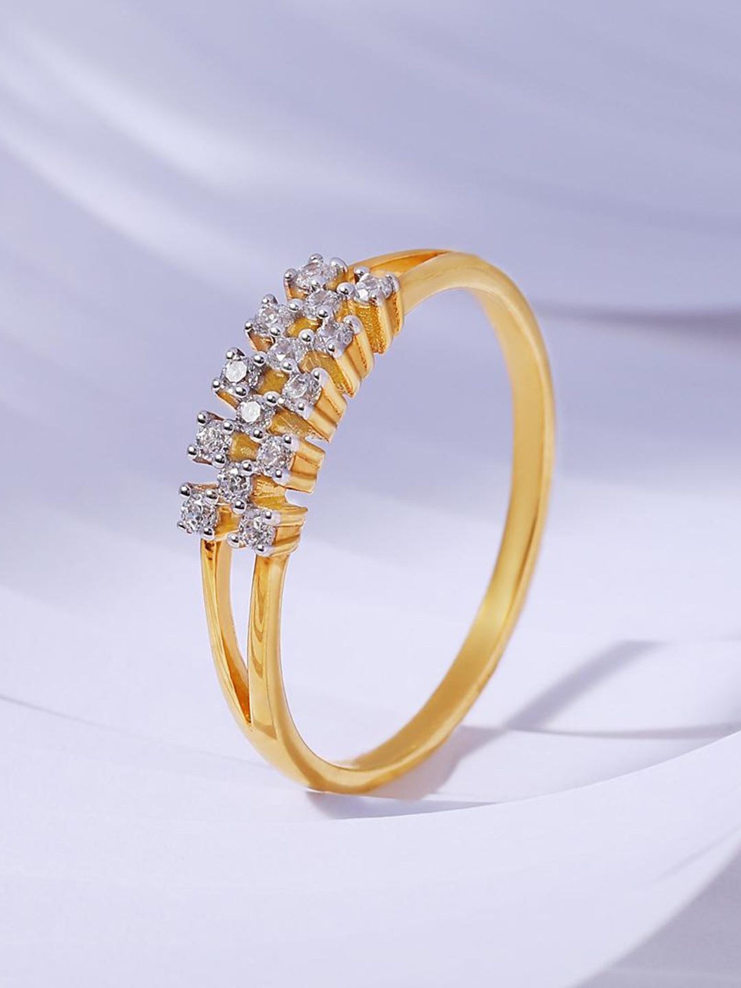 

CANDERE A KALYAN JEWELLERS COMPANY Cubic Zirconia Studded 22KT Gold Finger Ring-3.33 gm