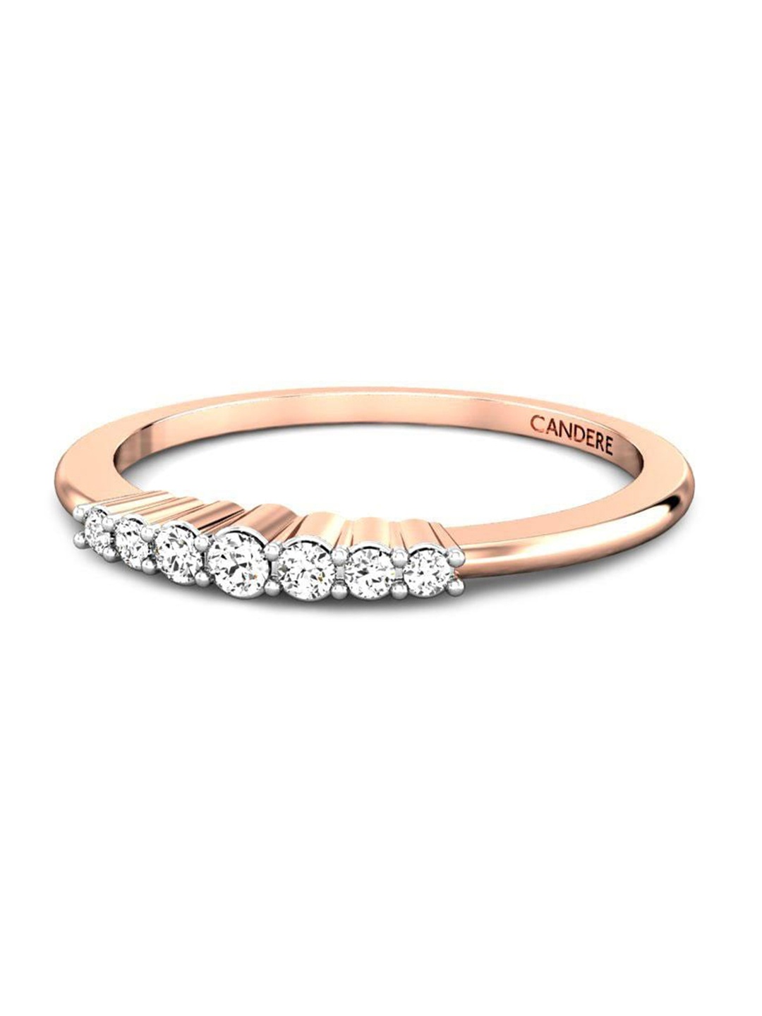 

CANDERE A KALYAN JEWELLERS COMPANY Cubic Zirconia Studded 14k Rose Gold Finger Ring-1.38gm