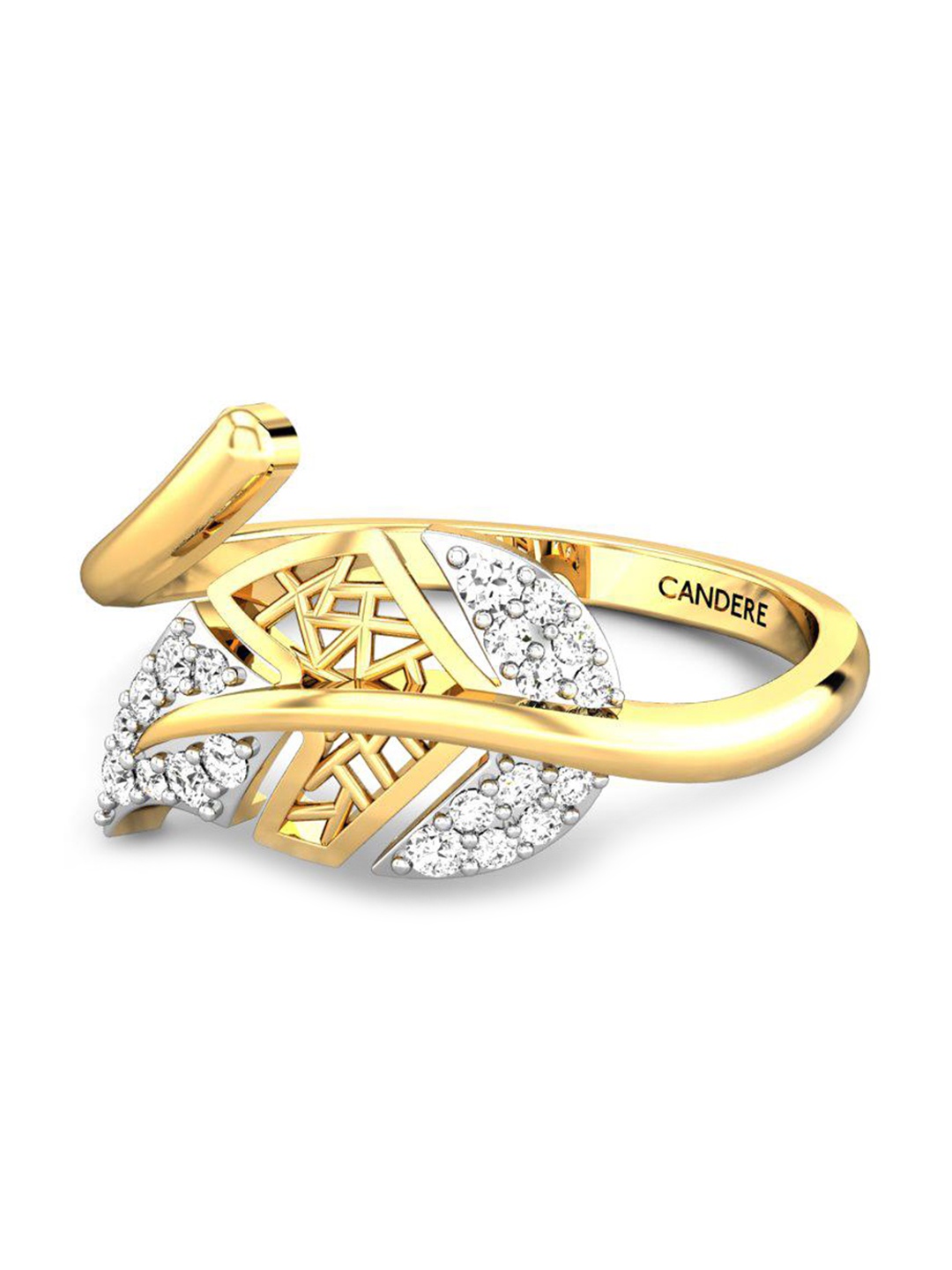 

CANDERE A KALYAN JEWELLERS COMPANY Cubic Zirconia Studded 18KT Gold Finger Ring-1.95gm