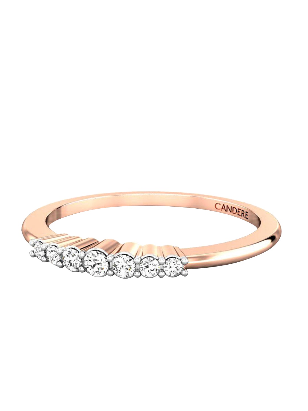 

CANDERE A KALYAN JEWELLERS COMPANY CZ Studded 14KT Rose Gold Finger Ring-1.28gm